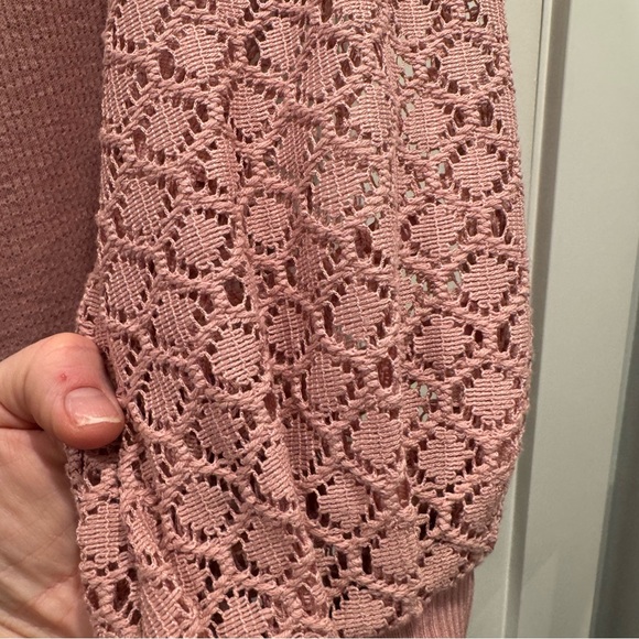 Free People Womens Sweetest Thing Embroidered Pink Lace Top Large Boho Spring - Picture 8 of 14